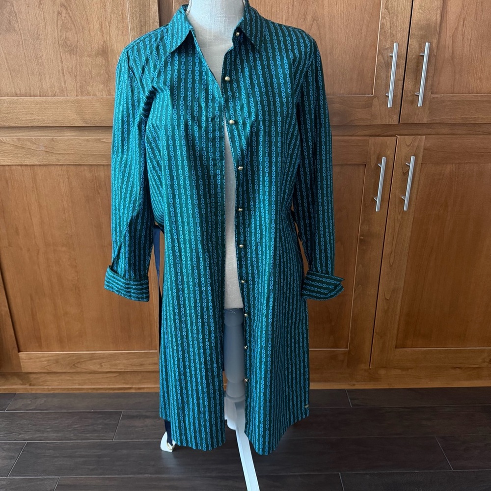 Tommy Hilfiger || blue green cotton shirt dress